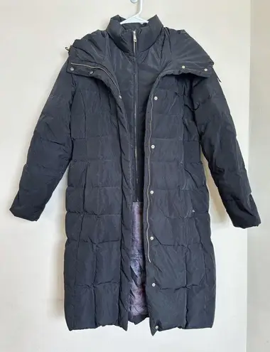 Cole Haan  Signature Black Down Feather‎ Taffeta Bib Puffer Coat size Large