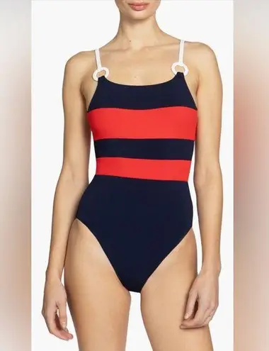 Robin Piccone Babe Lace-Up Back One-Piece Swimsuit, Size 6, $170