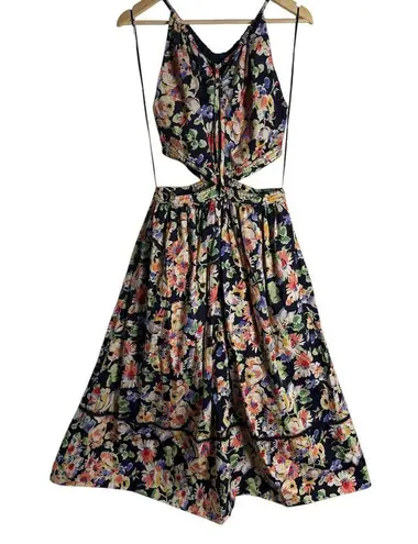 Something Navy Floral Cutout Sleeveless A-Line Midi Dress Size Small