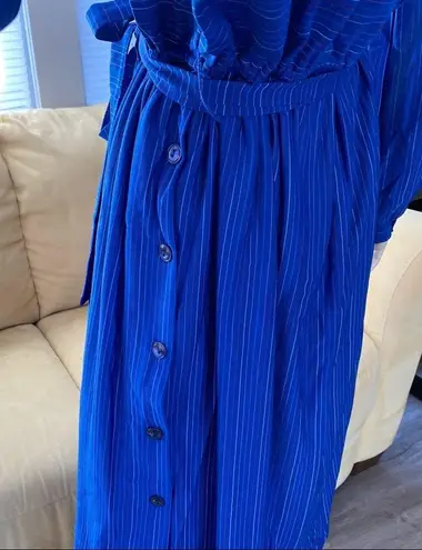 NOS Vintage 80s Sheer Pinstriped Secretary Dress Size M