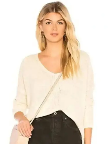 Majorelle V-Neck Sweater Off White Acrylic Chunky Knit Oversized Pullover Size S