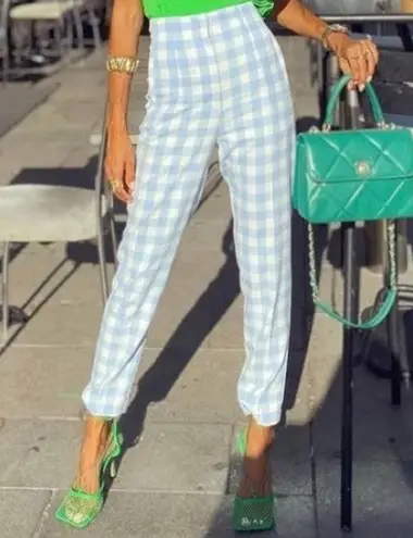 ZARA Gingham High Waist Pants