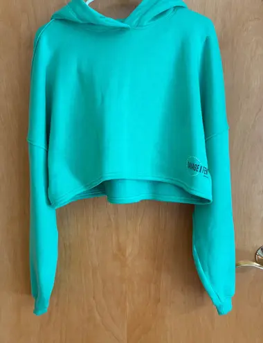 Savage X Fenty Hoodie Womens 12/14 Crop Top Green Pullover Sweatshirt Casual