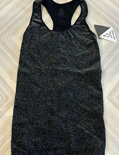 Phat Buddha Women’s Black & Silver Stretch Racerback Tank Top Size M