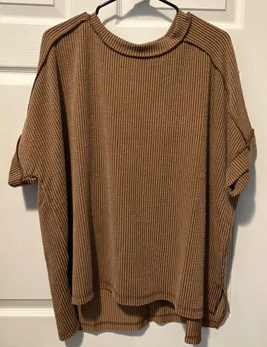 Zenana Outfitters Corded Cuffed Sleeve Top