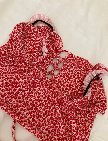 Missguided Red Co Ord Skirt And Top Set