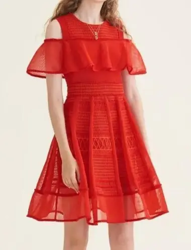Maje Rosalie Red Ruffle Dress sz small
