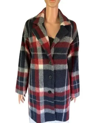 Tahari  Wool Blend Button Down Oversized Plaid Jacket Coat Shacket Size Small