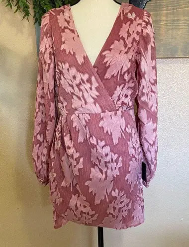 Lulus Meant to Shine Mauve Floral Jacquard Mini Dress