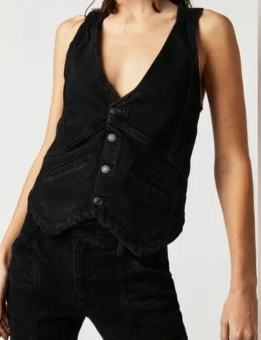 Free People  Beckett Denim Suit Vest