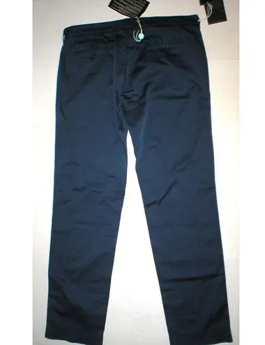 New NWT Womens 34 Dark Blue Fay Designer Pants Italy Satin Cotton Work Office