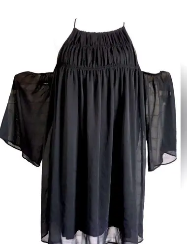 Abercrombie & Fitch  drop shoulder flowey black sheer  lined dress size small