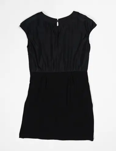 Cotelac  Chiffon Pin Tuck Cap Short Sleeve Mini Party Cocktail Dress Black Small 