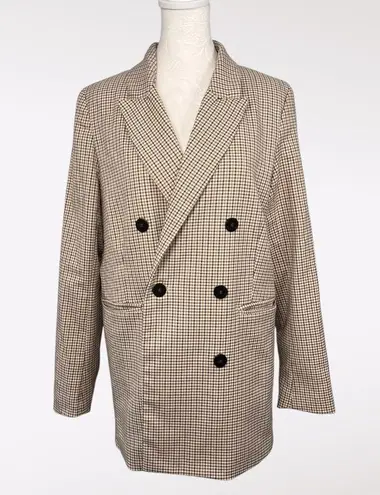 Joie  Brown Plaid Oversized Double Breasted Blazer Jacket Size Small - Image 4