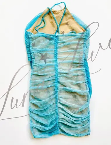 Michael Costello x REVOLVE Bia Mini Dress In Aqua (size S) NWOT