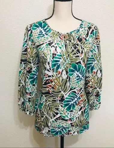 ECI Puff Sleeve Printed Knit Top