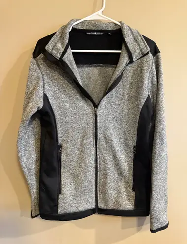 Beverly Hills Polo Club Women Fleece Zip Up Jacket Gray Black Size S