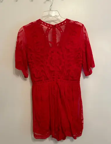 Red Lace Romper