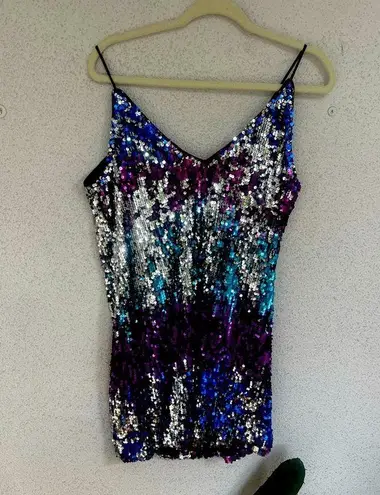 Anna Sui NWOT Anna Kaci midnight spaghetti strap sequin dress medium