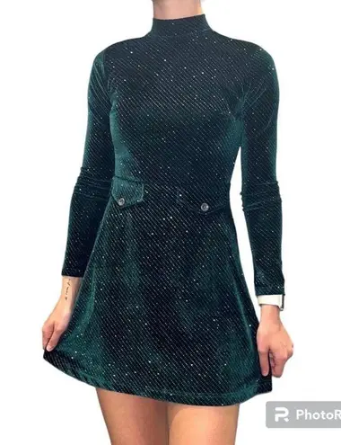 Unique Vintage SMAK PARLOUR Green Sparkly Velvet Mock Neck Dress NWT | 4XL |