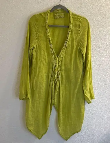 Grizas 100% linen button up cardigan lime green Size L