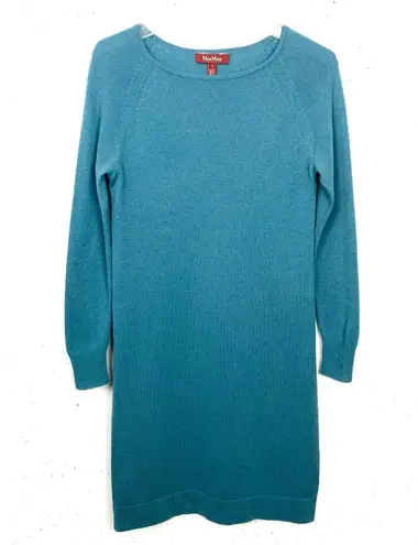 MaxMara Studio Womens Cashmere Wool Dress With Infinity Scarf Teal Blue Small