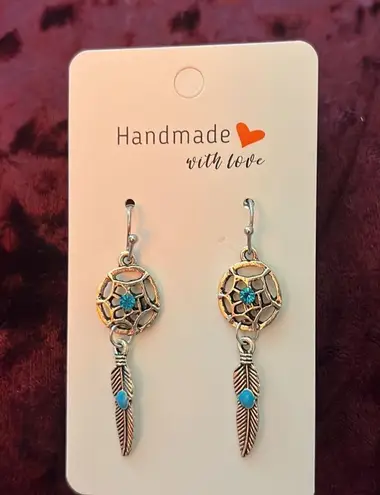 Sterling Silver Handmade Bohemian Style Turquoise Earrings