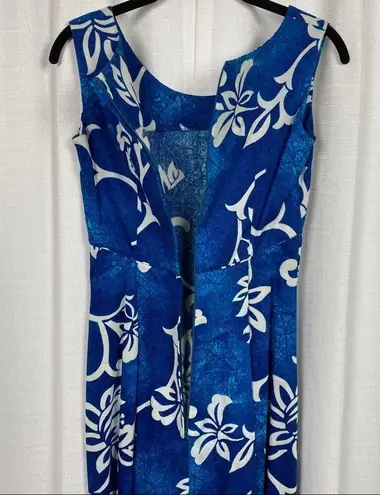 Vintage Blue Royal Hawaiian  Floral Hawaiian Maxi Dress Sz.6