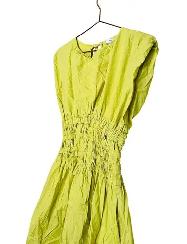EDUN CHOI X RTR Neon Green 100% Cotton Scoop Neck Poplin Midi Dress Size 2