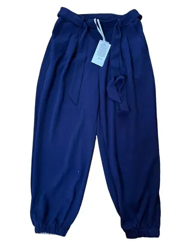Grace Karin Women's Casual Self Tie Bow-Knot Ankle Length Pants Med NWT Blue