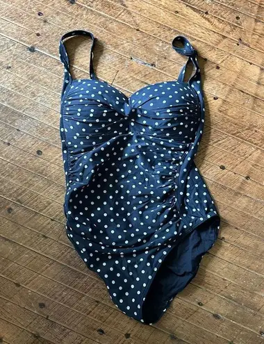 Bond Eye Australia gathered ruched 10 polka dot one piece swimsuit White