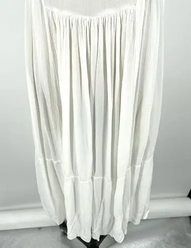 Vince  Shirred Sleeveless Tiered Midi Long Dress in Off White Size XS