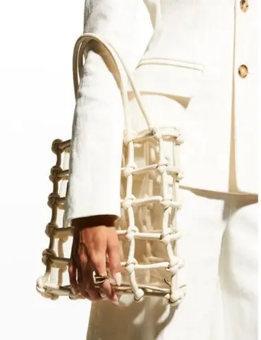 Cult Gaia ππ Enzo North-South Caged Tote Bag Faux Leather ~ Off-White NWT