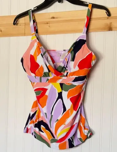 Anne cole New : Palm Party Surplice Tri Tankini Top 34C/36B Multi Color