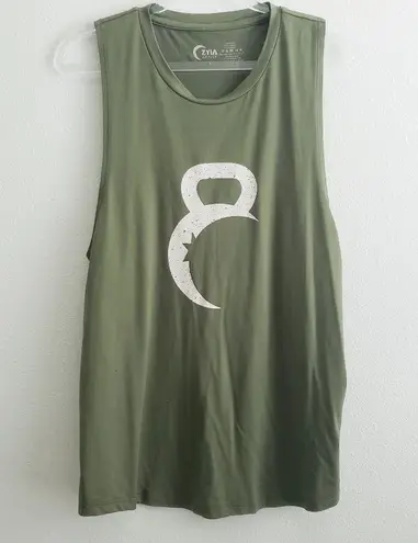 Zyia Active Olive Sleeveless Kettle Moon Muscle Tank Top