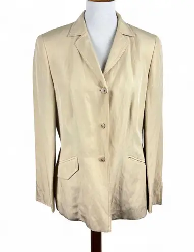 Vintage Escada Silk Linen Blazer Y2K Neutral Designer Cream Butter Yellow Blazer Size M