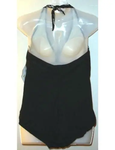 It Figures Swimsuit TUMMY THINNER Draped Tank Black Size 24W