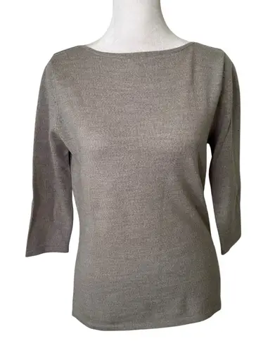 Valerie Stevens light gray merino wool knit sweater size 8