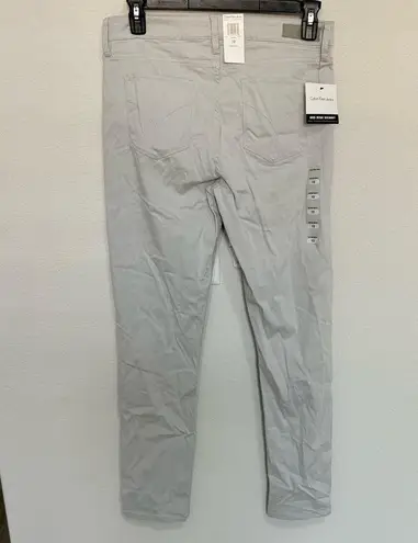 Calvin Klein Jeans Midrise Skinny Sateen Soft Pants Light Gray Captivate Size 12