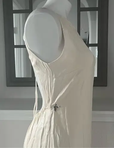 L'Academie  Acton Maxi Dress, Open Back Tie Neck, Ivory Satin Size S, New w/Tag