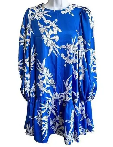 Alexis for Target Blue Floral Print Swing satin Mini dress size S