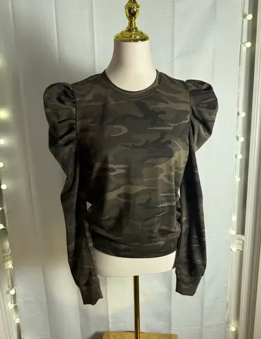 TCEC Green and Brown Puff Sleeve Boxy Sweatshirt