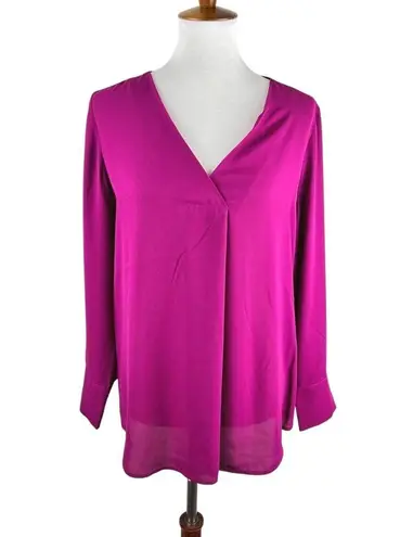 Cynthia Steffe Magenta V-Neck Blouse M | Bold Work-to-Wine Top, Style 8459051
