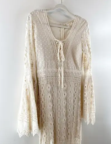 Jen's Pirate Booty Jen’s Pirate Booty Chaouen Lace Crochet Boho Maxi Dress Ivory XS