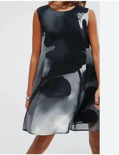 Religion Fade Skater Dress Black Grey Zipper Back Size Medium Sleeveless
