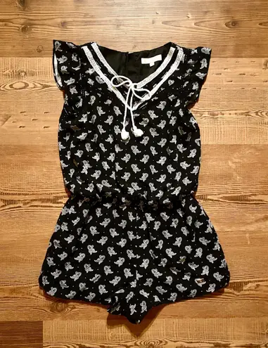 Vintage romper/jumpsuit with paisley print, preppy and classic, black and white