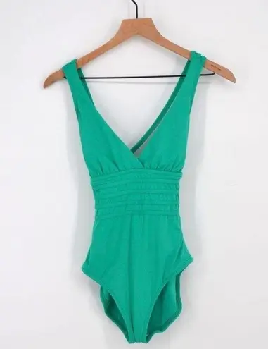 La Blanca Cross Back One-Piece Swimsuit Tummy Control Emerald Green Size 6