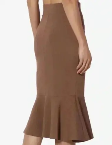 Zenana Outfitters 🆕 Light Brown Mermaid-Hem Mid Skirt XL🆕