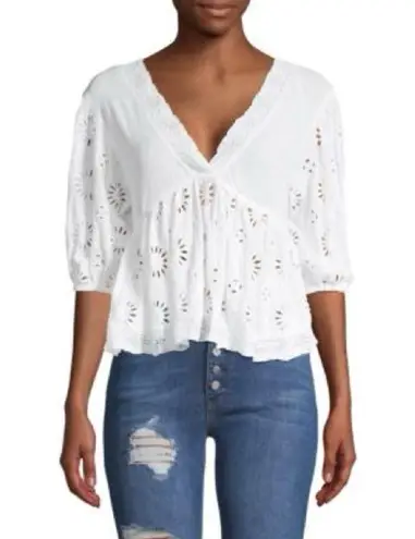 Free People  Sweeter Side Eyelet Top white, size XS oversized 19” P2P