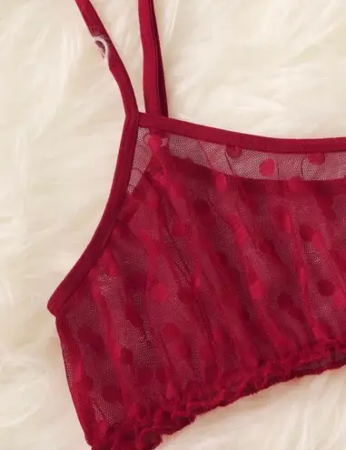 Boutique Red, Polka Dot, Sheer, Lingerie Bralette